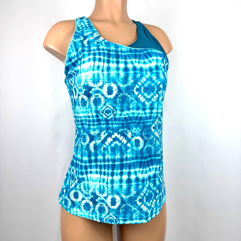 ZeroXposur Turquoise Blue Tie-Dye Swim Tankini Top